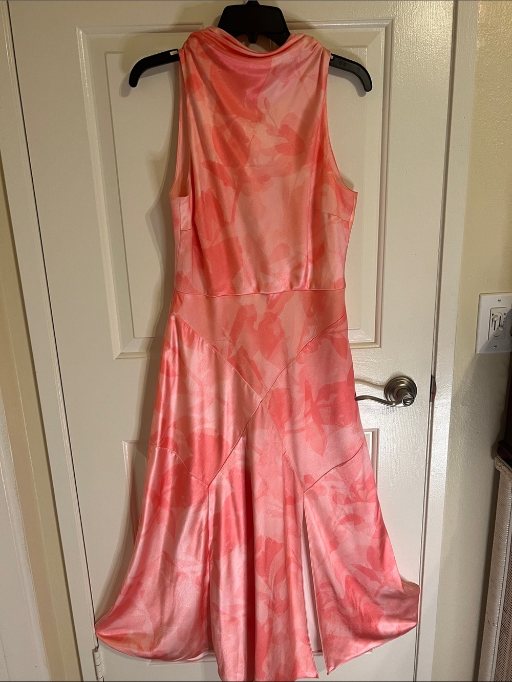 Ted Baker London Coral and Pink Sleeveless Satin Midi Dress